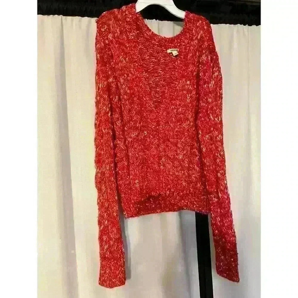 Good Threads Womens Large Red Cable Knit Sweater - Picture 4 of 7